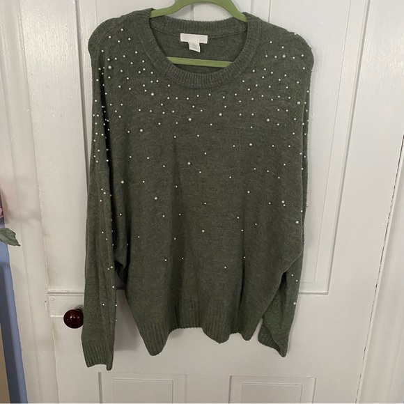 H&M Green Pearl Sweater - Picture 2 of 6